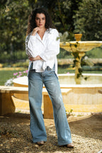 Poplin Shirt with Lace Back