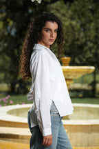 Poplin Shirt with Lace Back