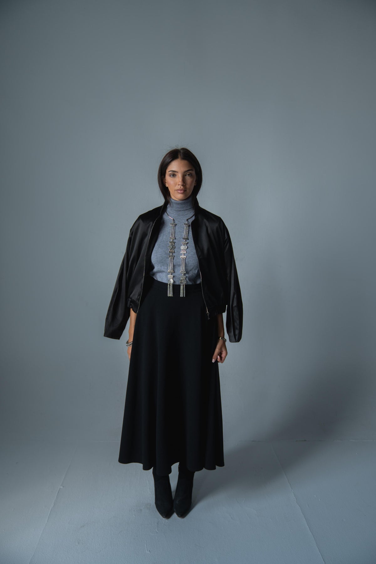 Black Light Wool Skirt