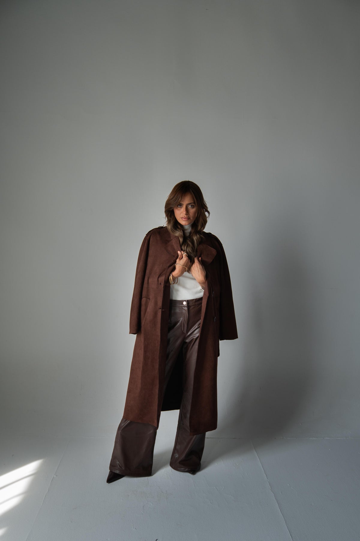 Brown Suede Trench Coat