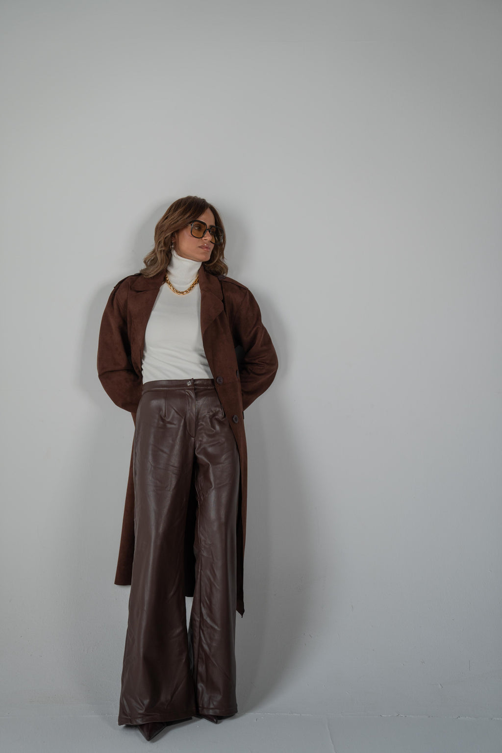 Brown Suede Trench Coat