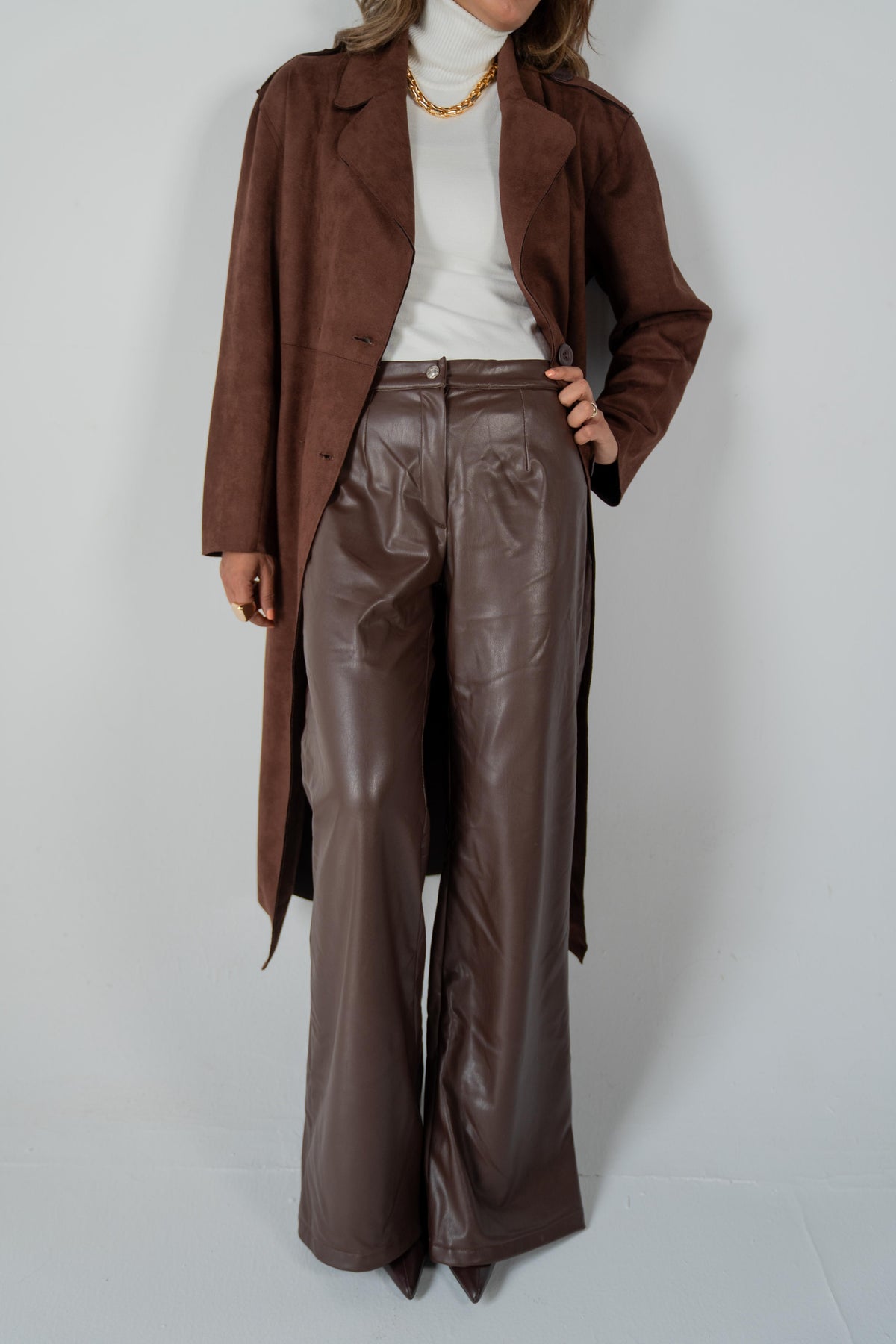 Brown Suede Trench Coat