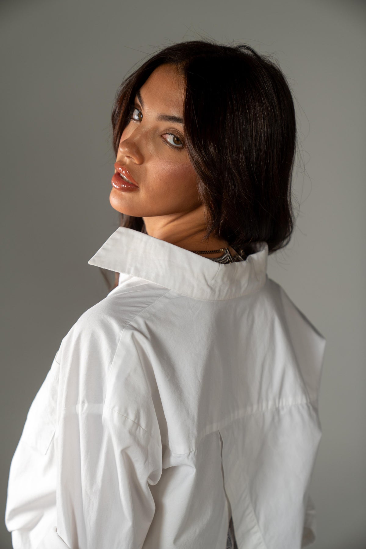 Poplin Shirt with Lace Back