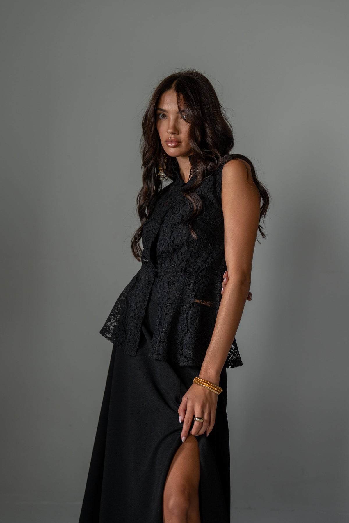 Lace Mandarin Collar Vest