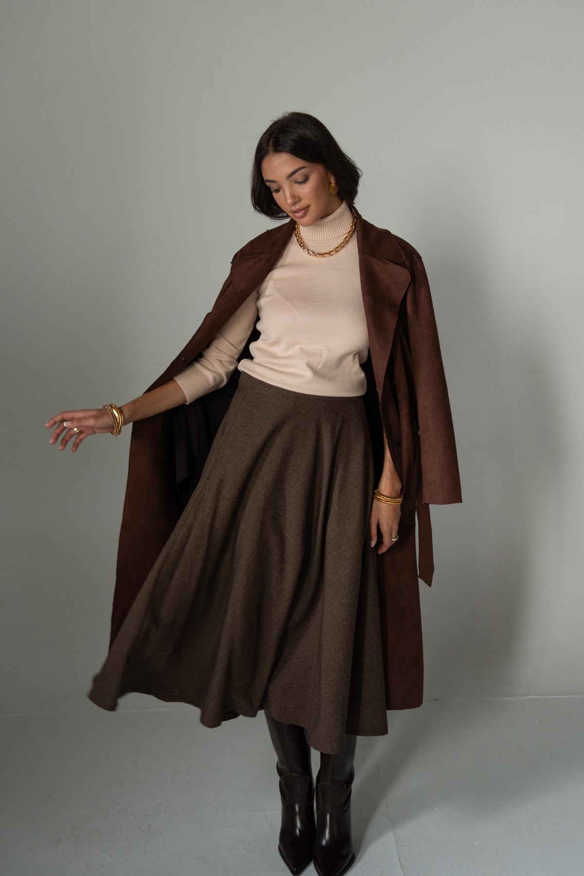 Brown Light Wool Skirt