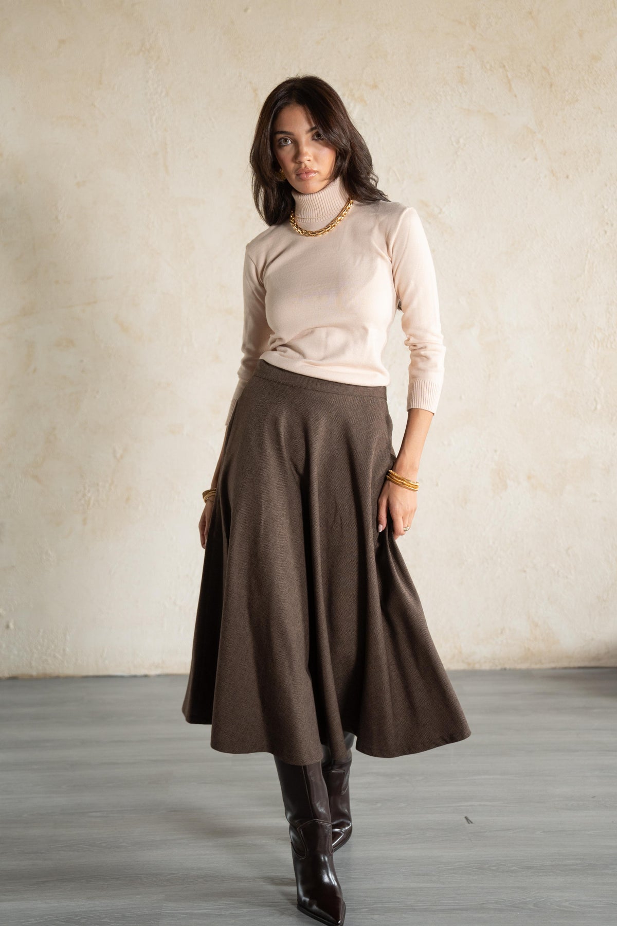 Brown Light Wool Skirt
