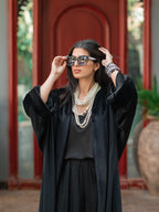 Black Velvet Silk Statement Kaftan