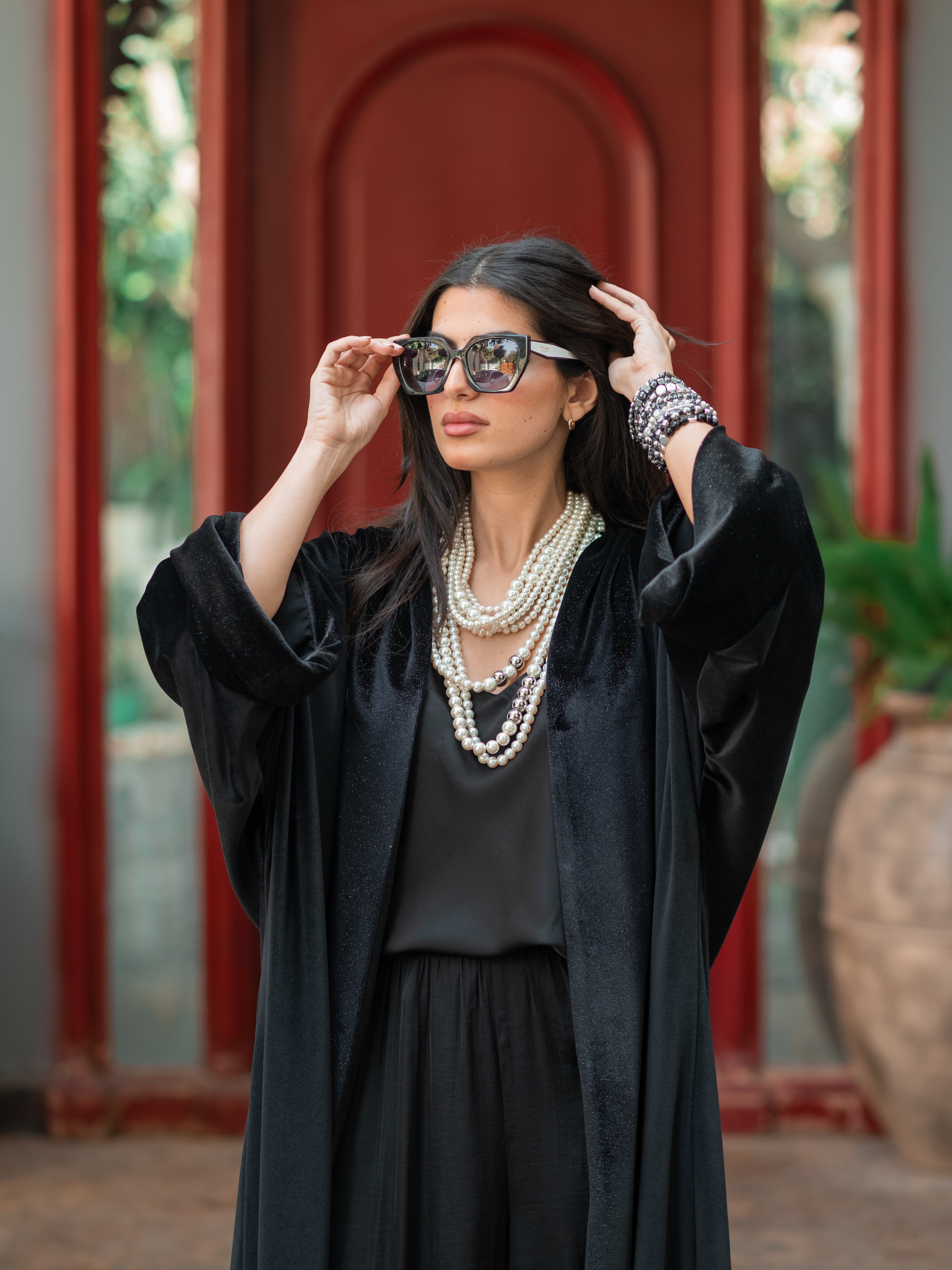 Black Velvet Silk Statement Kaftan