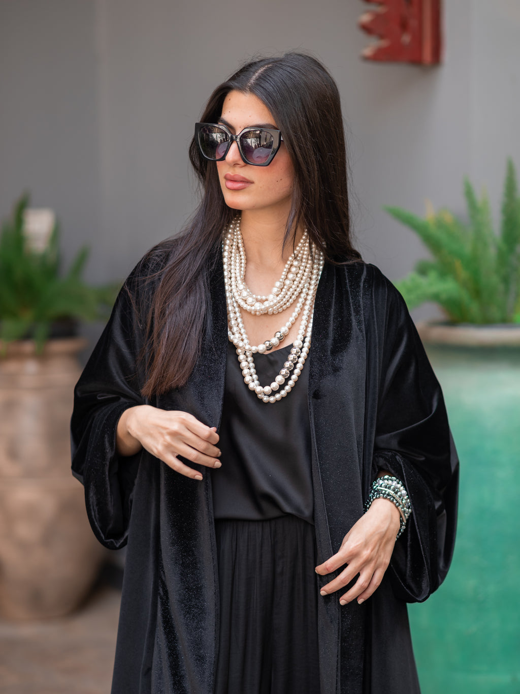 Black Velvet Silk Statement Kaftan