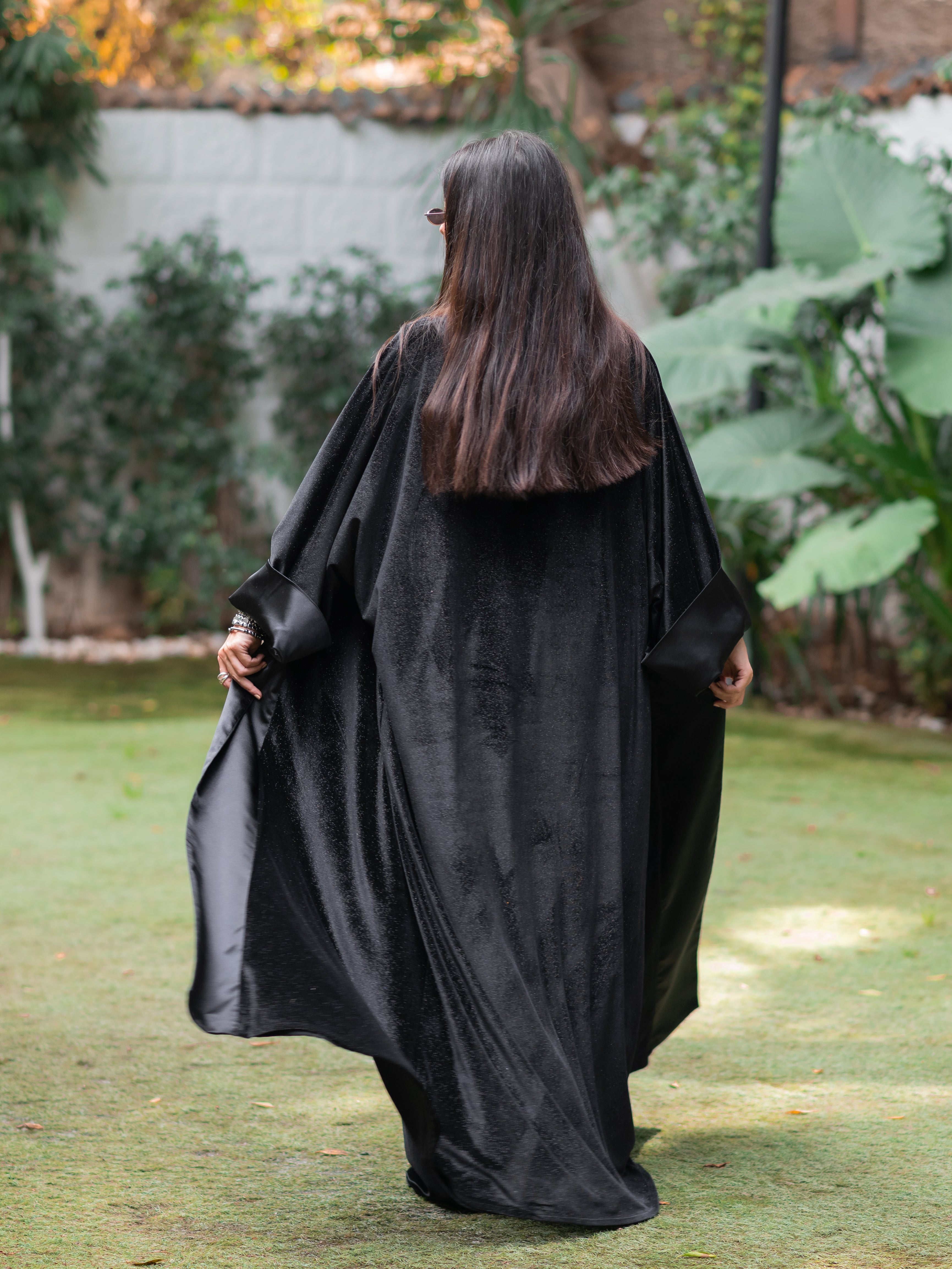 Black Shimmer Velvet Silk Kaftan