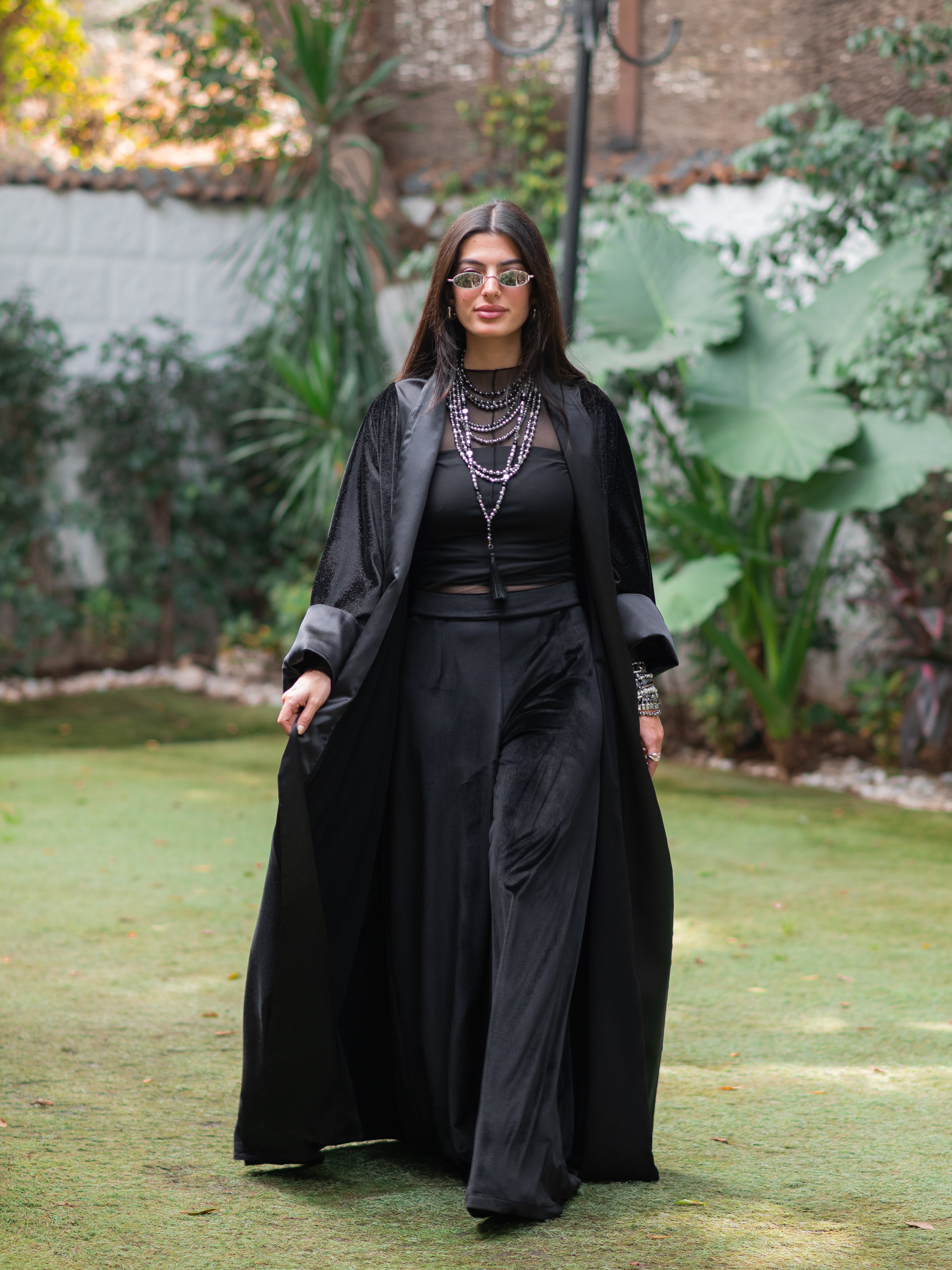 Black Shimmer Velvet Silk Kaftan