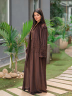 Chocolate Velvet Silk Embroidered Kaftan