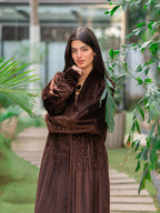 Chocolate Velvet Silk Embroidered Kaftan