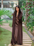 Chocolate Velvet Silk Embroidered Kaftan