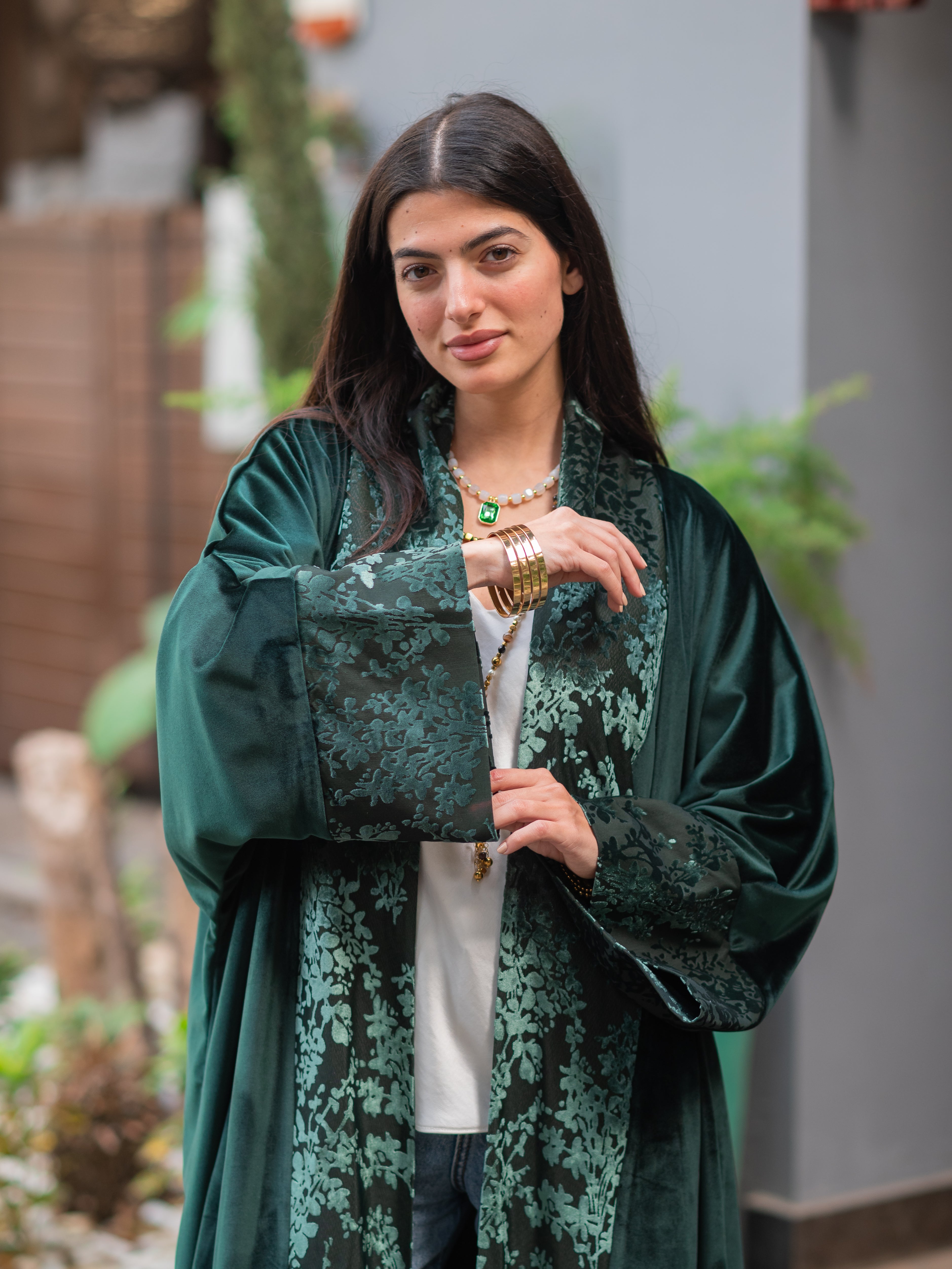 Emerald Velvet Silk Kaftan
