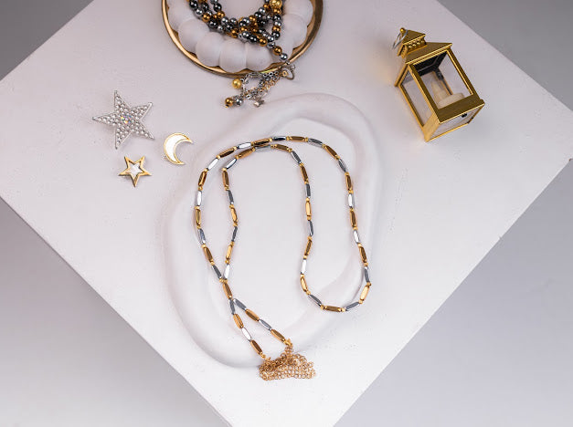 Silver gold ramadan necklace
