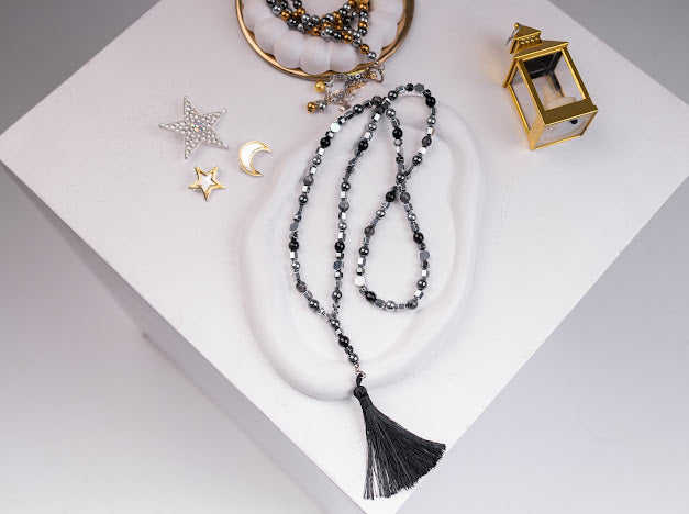 Silver black ramadan necklace