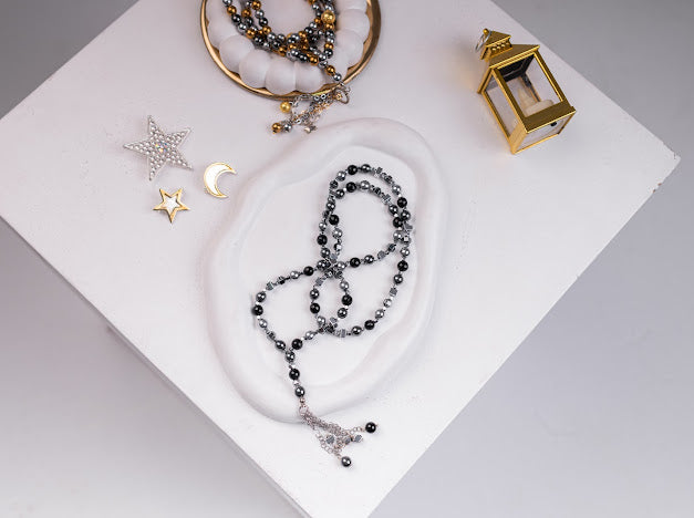 Moonlit black ramadan necklace