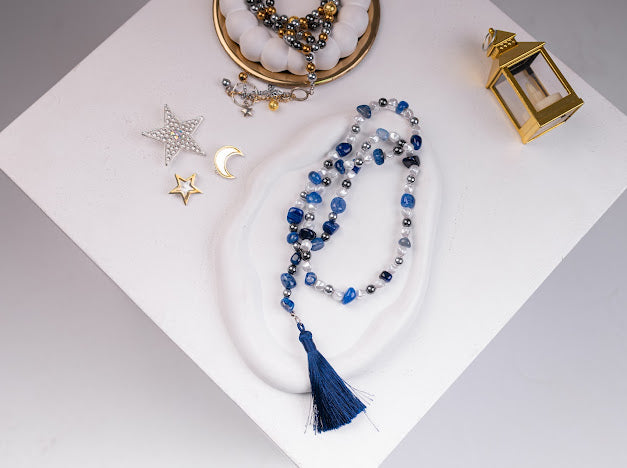 Midnight blue pearl ramadan necklace
