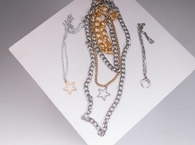 Gold silver star ramadan necklace