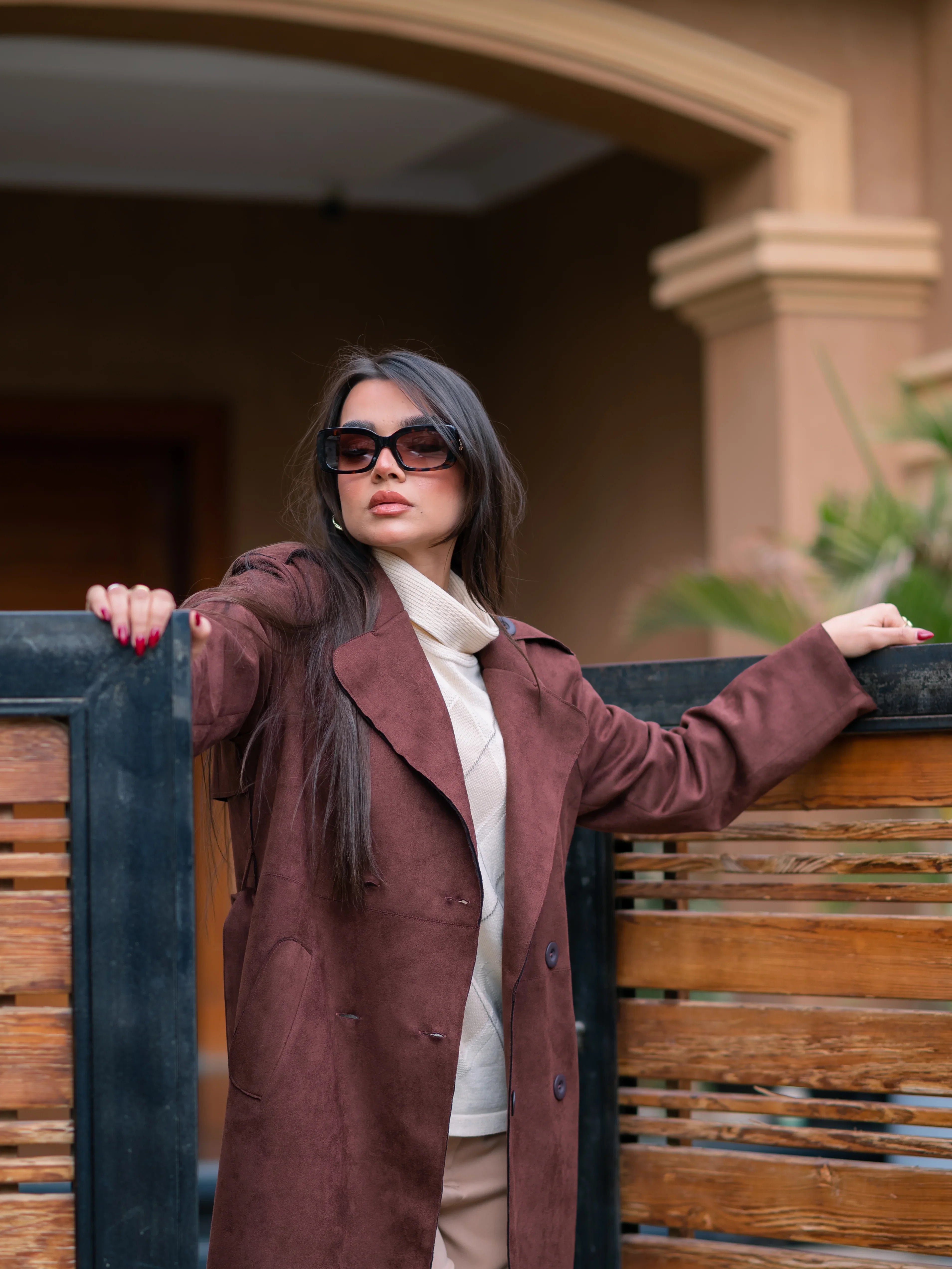 Brown Suede Trench Coat