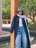 Navy Suede Trench Coat