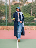 Navy Suede Trench Coat