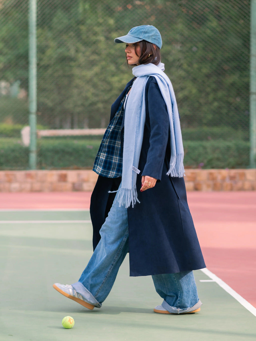 Navy Suede Trench Coat