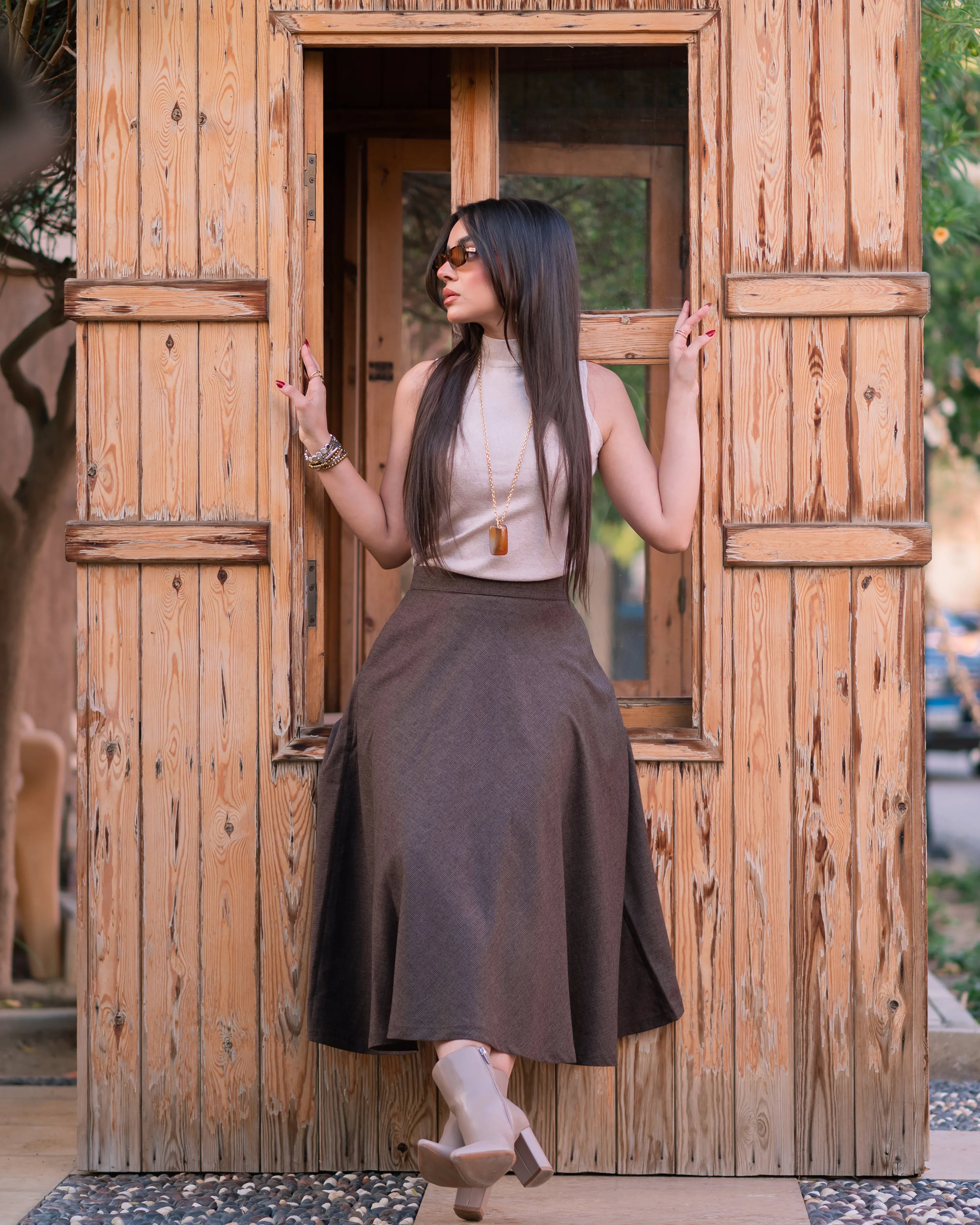 Brown Light Wool Skirt